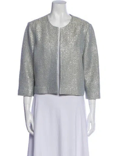 Pre-owned St John Tweed Pattern Evening Jacket In Gray