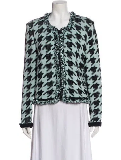 Pre-owned St John Tweed Pattern Evening Jacket In Green