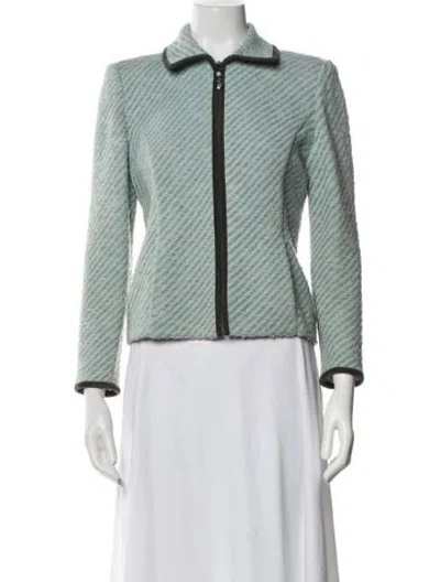 Pre-owned St John Tweed Pattern Evening Jacket In Green