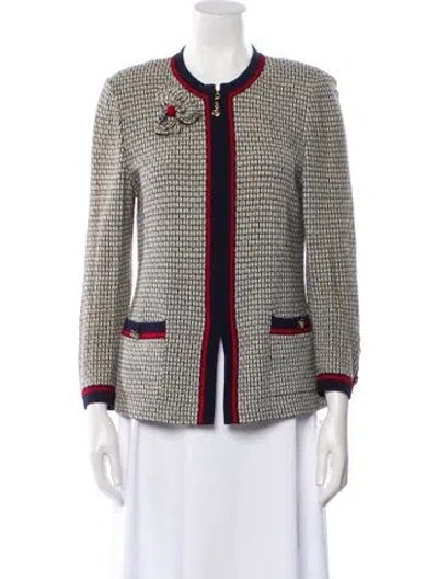 Pre-owned St John Tweed Pattern Evening Jacket In Multi