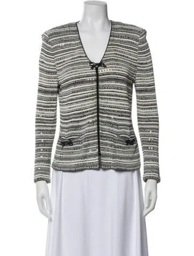 Pre-owned St John Tweed Pattern Evening Jacket In Multi