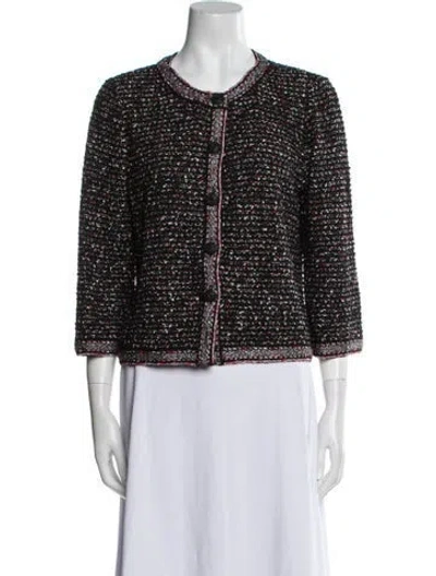 Pre-owned St John Tweed Pattern Evening Jacket In Multi