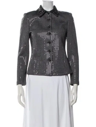 Pre-owned St John Tweed Pattern Evening Jacket In Multi