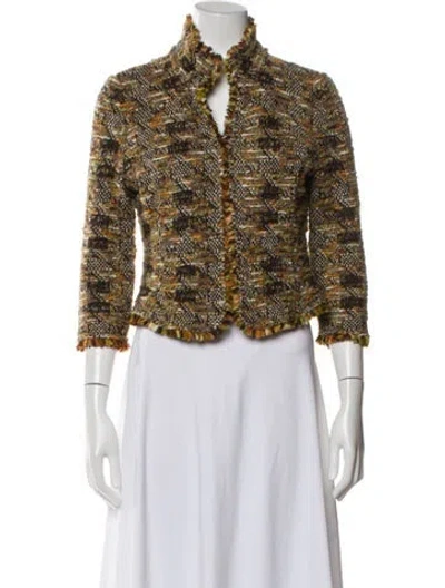Pre-owned St John Tweed Pattern Evening Jacket In Neutral