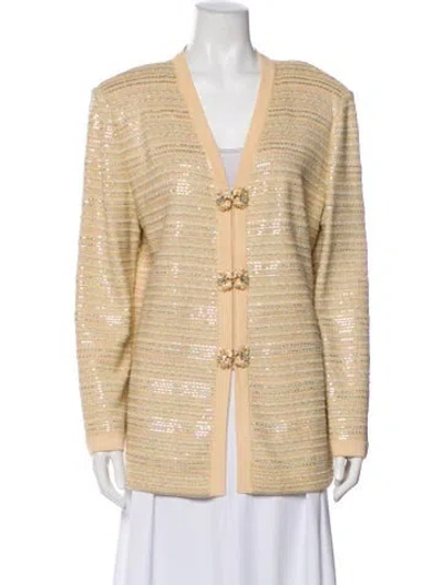 Pre-owned St John Tweed Pattern Evening Jacket In Neutral