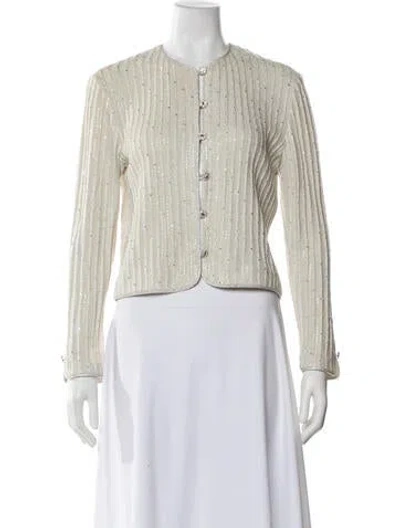 Pre-owned St John Tweed Pattern Evening Jacket In Neutral