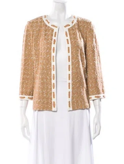Pre-owned St John Tweed Pattern Evening Jacket In Neutral