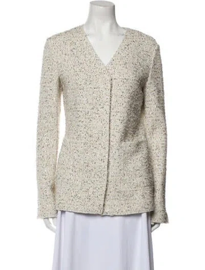 Pre-owned St John Tweed Pattern Evening Jacket In Neutral
