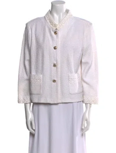 Pre-owned St John Tweed Pattern Evening Jacket In Neutral