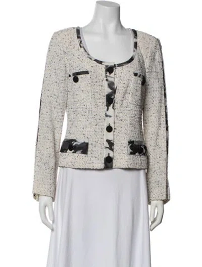 Pre-owned St John Tweed Pattern Evening Jacket In Neutral