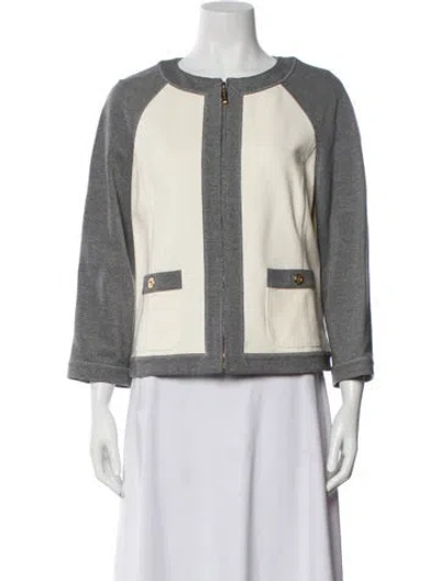 Pre-owned St John Tweed Pattern Evening Jacket In Neutral