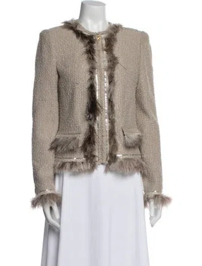 Pre-owned St John Tweed Pattern Evening Jacket In Neutral