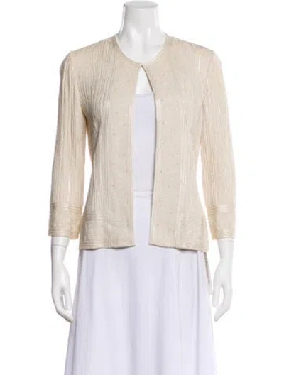 Pre-owned St John Tweed Pattern Evening Jacket In Neutral