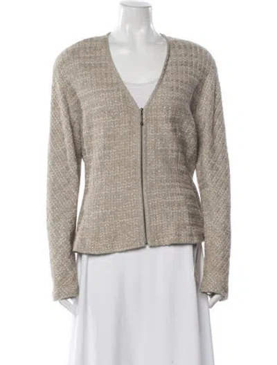 Pre-owned St John Tweed Pattern Evening Jacket In Neutral