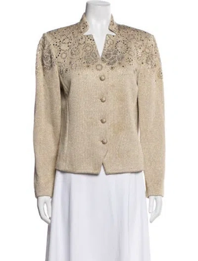 Pre-owned St John Tweed Pattern Evening Jacket In Neutral