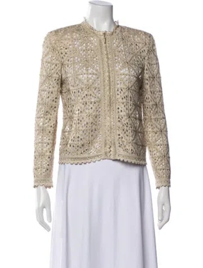 Pre-owned St John Tweed Pattern Evening Jacket In Neutral