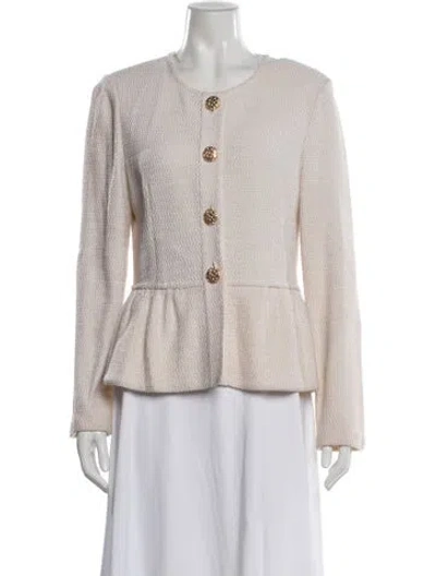 Pre-owned St John Tweed Pattern Evening Jacket In Neutrals
