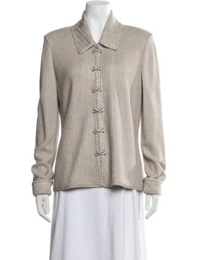 Pre-owned St John Tweed Pattern Evening Jacket In Neutrals