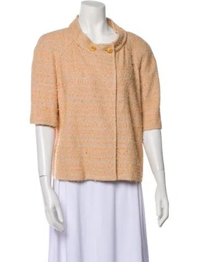 Pre-owned St John Tweed Pattern Evening Jacket In Orange