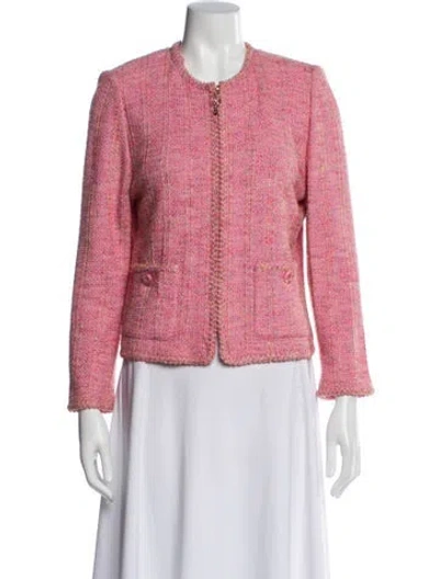 Pre-owned St John Tweed Pattern Evening Jacket In Pink
