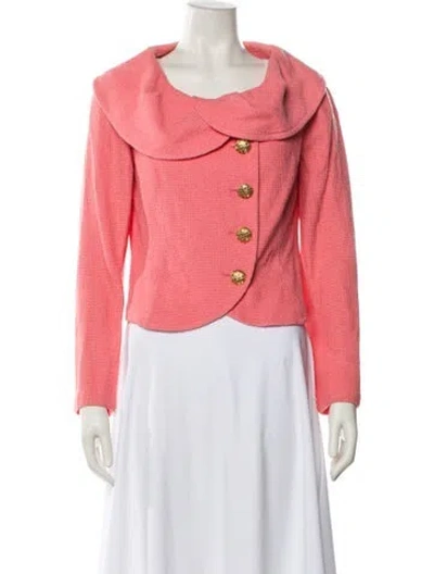 Pre-owned St John Tweed Pattern Evening Jacket In Pink