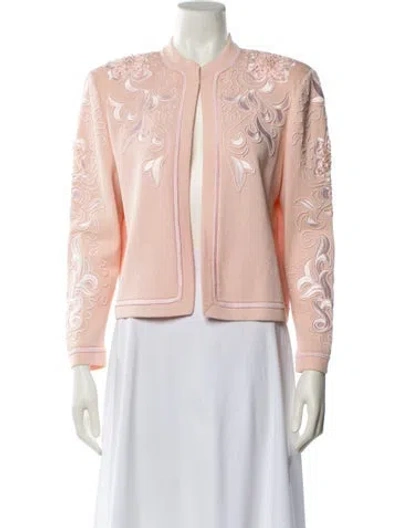 Pre-owned St John Tweed Pattern Evening Jacket In Pink