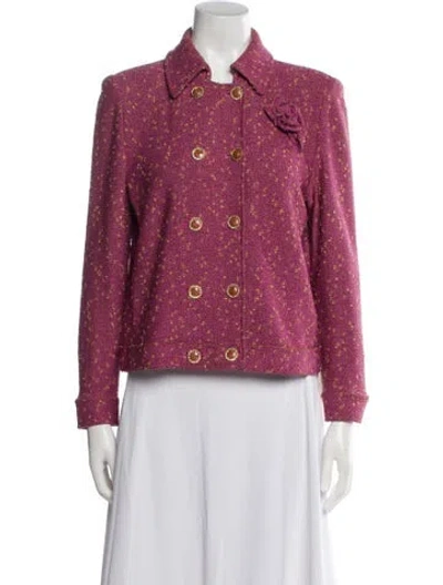 Pre-owned St John Tweed Pattern Evening Jacket In Pink