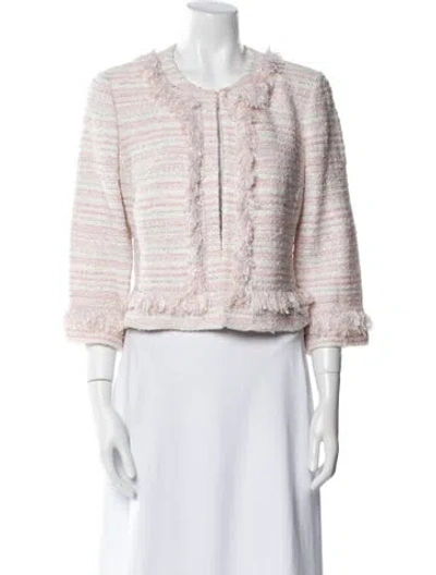 Pre-owned St John Tweed Pattern Evening Jacket In Pink