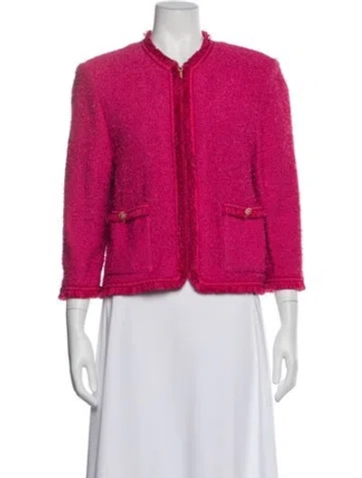 Pre-owned St John Tweed Pattern Evening Jacket In Pink