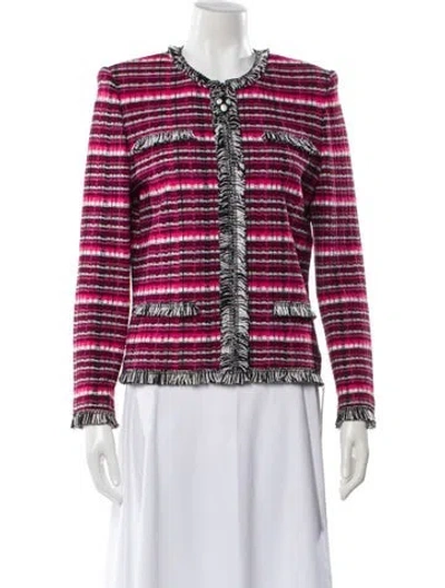 Pre-owned St John Tweed Pattern Evening Jacket In Pink