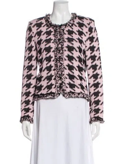 Pre-owned St John Tweed Pattern Evening Jacket In Pink