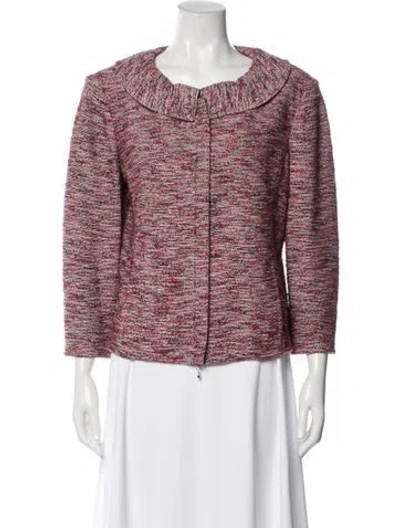 Pre-owned St John Tweed Pattern Evening Jacket In Pink