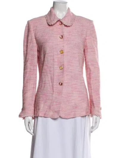 Pre-owned St John Tweed Pattern Evening Jacket In Pink