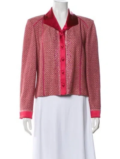 Pre-owned St John Tweed Pattern Evening Jacket In Pink