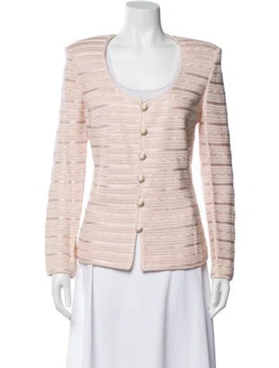 Pre-owned St John Tweed Pattern Evening Jacket In Pink