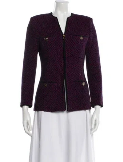 Pre-owned St John Tweed Pattern Evening Jacket In Purple