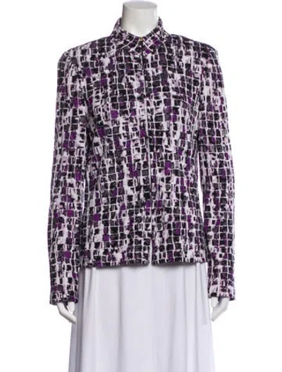 Pre-owned St John Tweed Pattern Evening Jacket In Purple