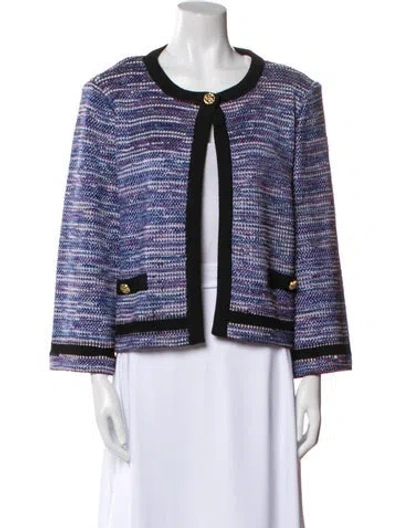 Pre-owned St John Tweed Pattern Evening Jacket In Purple