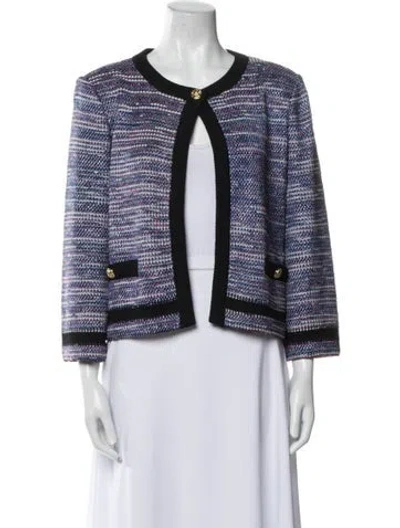 Pre-owned St John Tweed Pattern Evening Jacket In Purple