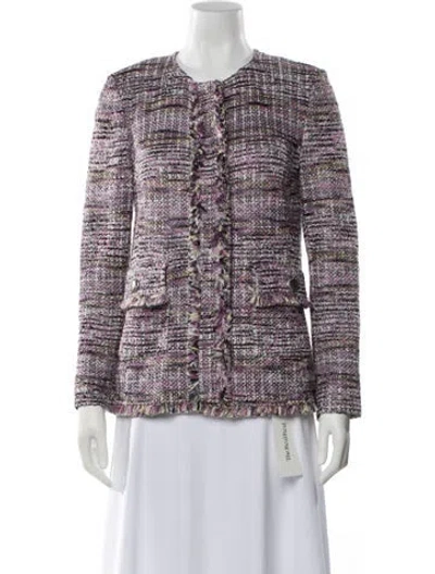 Pre-owned St John Tweed Pattern Evening Jacket In Purple