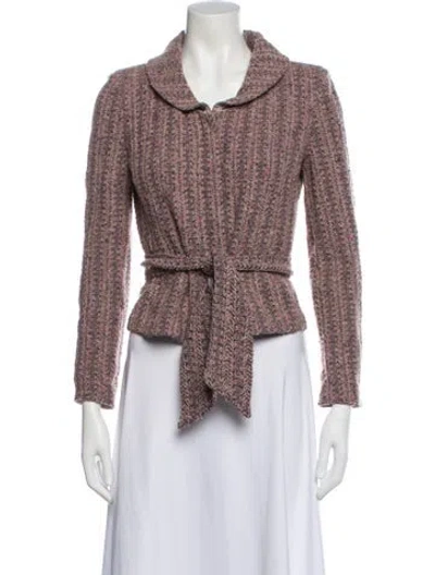 Pre-owned St John Tweed Pattern Evening Jacket In Purple