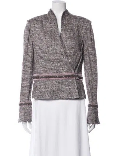 Pre-owned St John Tweed Pattern Evening Jacket In Purple