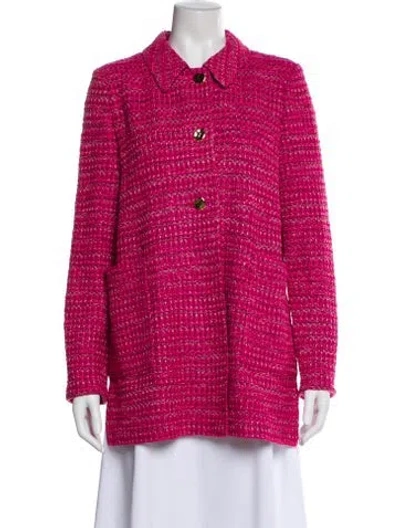 Pre-owned St John Tweed Pattern Evening Jacket In Red