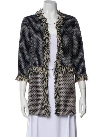 Pre-owned St John Tweed Pattern Evening Jacket W/ Tags In Black