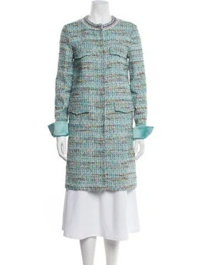 Pre-owned St John Tweed Pattern Evening Jacket W/ Tags In Blue