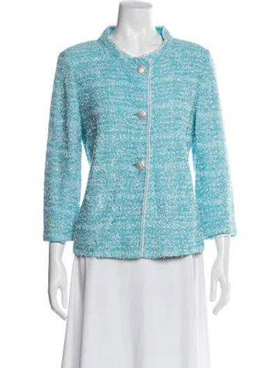 Pre-owned St John Tweed Pattern Evening Jacket W/ Tags In Blue
