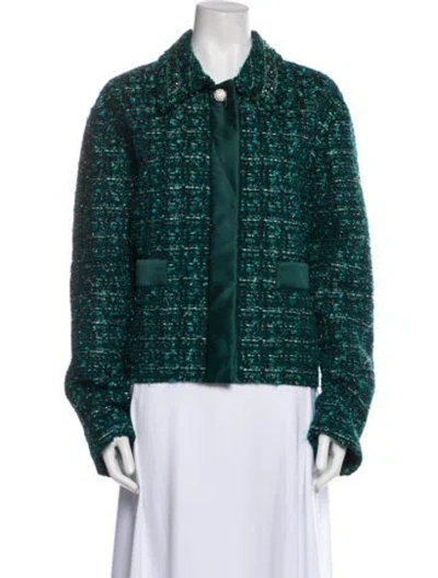 Pre-owned St John Tweed Pattern Evening Jacket W/ Tags In Green