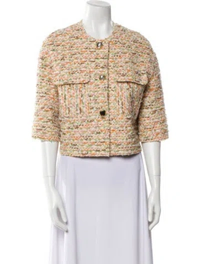 Pre-owned St John Tweed Pattern Evening Jacket W/ Tags In Neutral