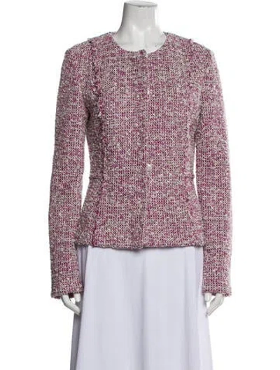 Pre-owned St John Tweed Pattern Evening Jacket W/ Tags In Pink