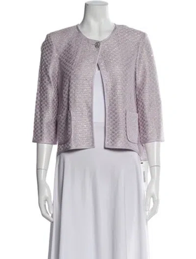 Pre-owned St John Tweed Pattern Evening Jacket W/ Tags In Purple